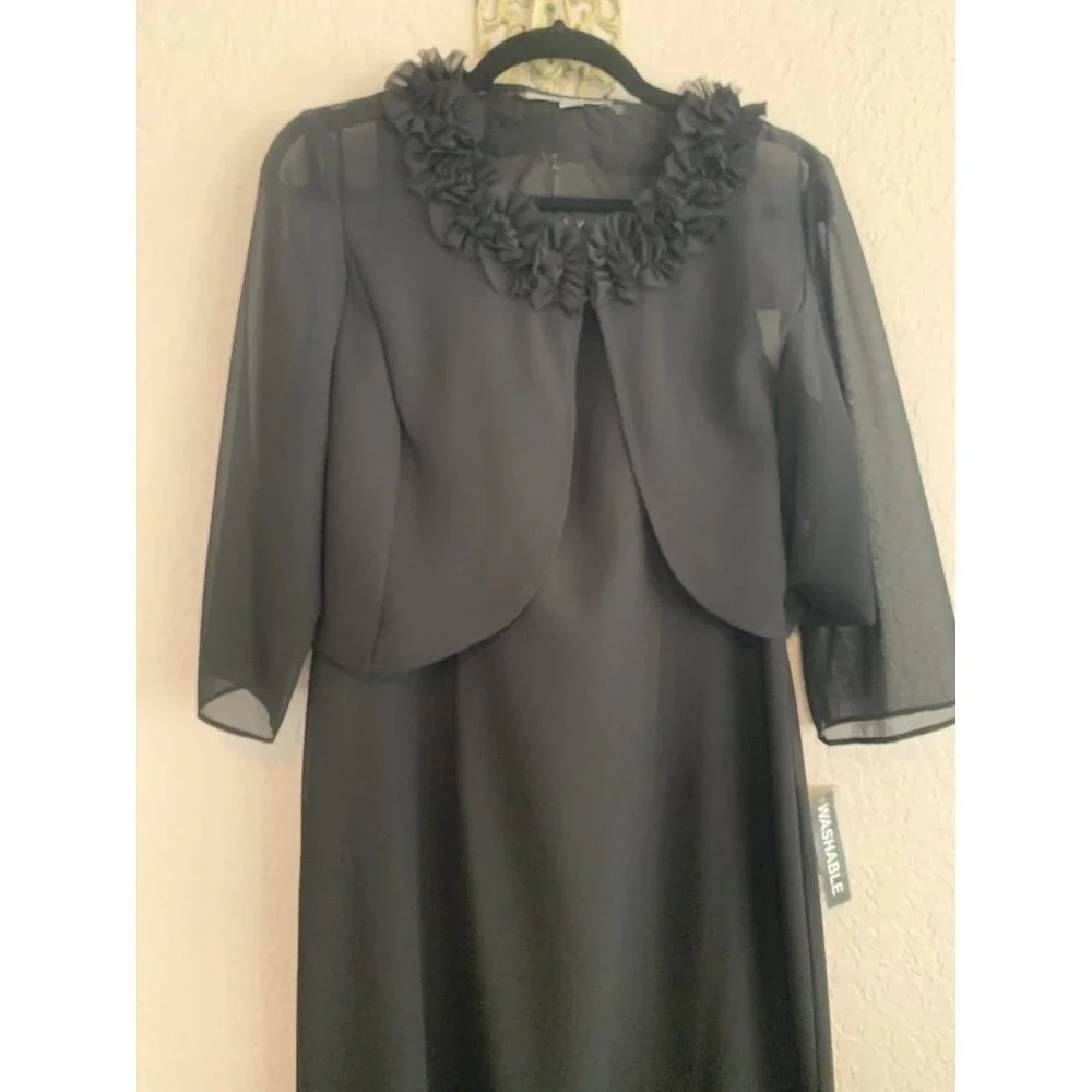 Danny & Nicole 2 pc Maxi Black Formal Dress Size 10 - Picture 3 of 10